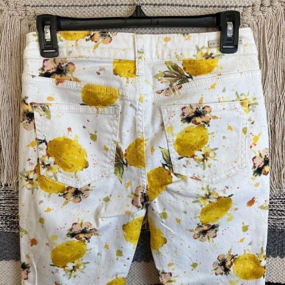 Anthropologie Pilcro High-Rise Bootcut Lemon Grove Print White Jeans Size 26 - Picture 6 of 10